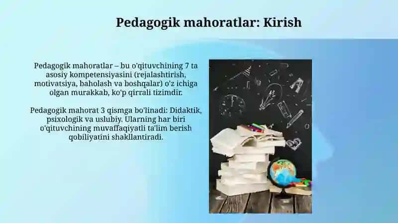 Ta'lim nazariyasi va pedagogik mahorat asoslari 4