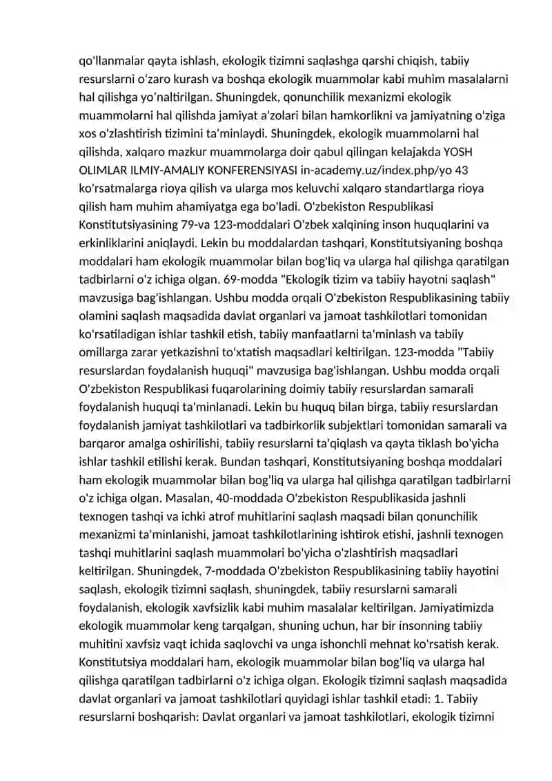 Ekologik tizim va tabiiy hayotni saqlash 4