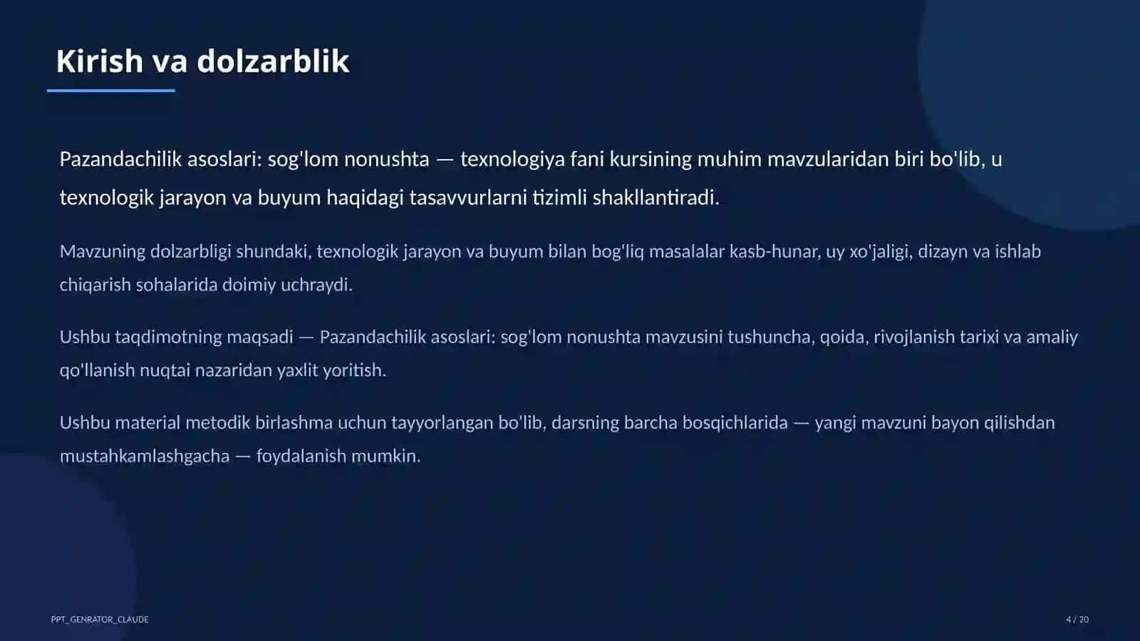 Pazandachilik asoslari: sog'lom nonushta (5-sinf) 4