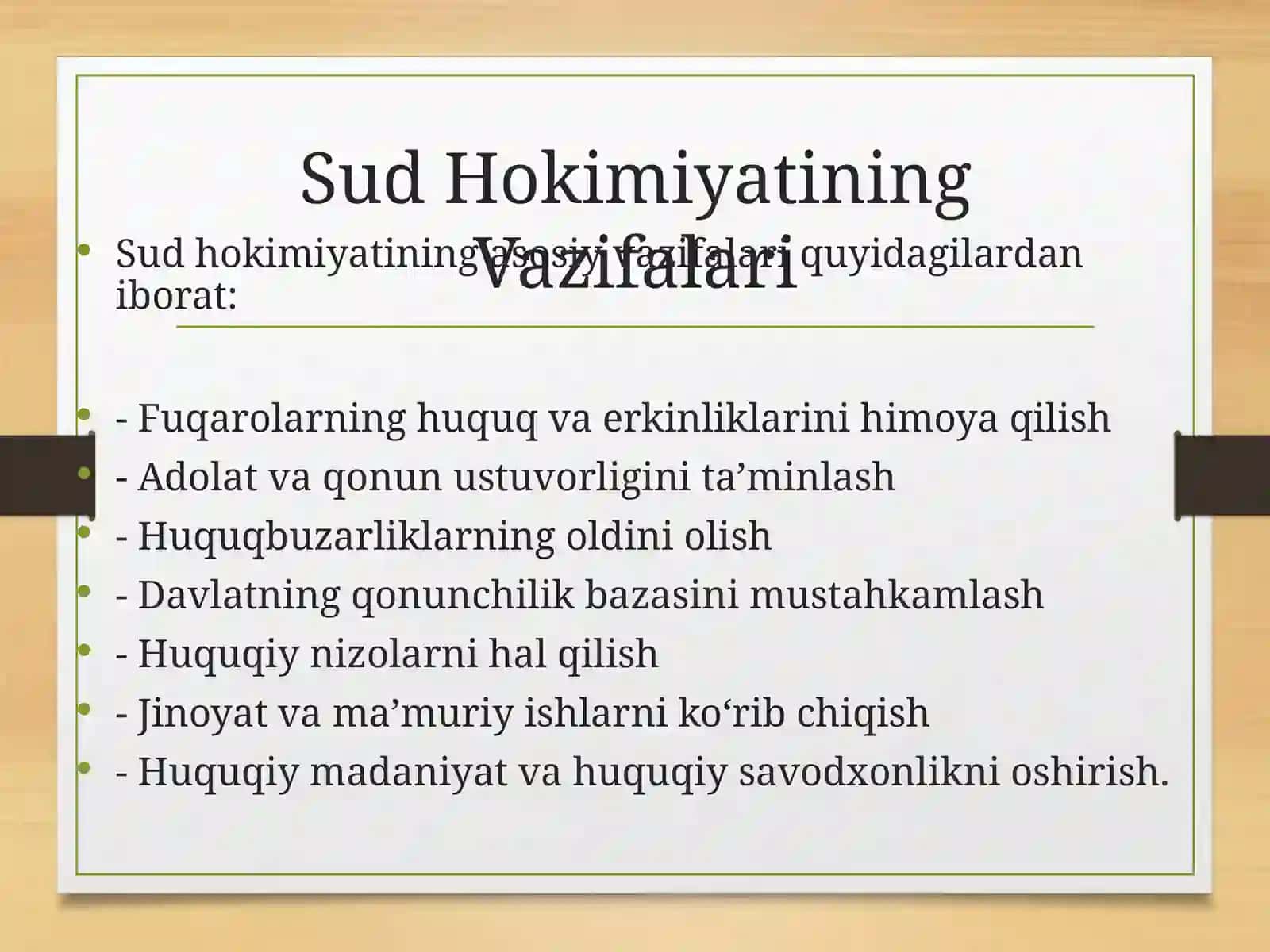 SUD HOKIMYATI TIZIMI VAZIFALARI VAKOLATLARI SAYLANADIGAN VA TAYINLANADIGAN SUDYALAR 4