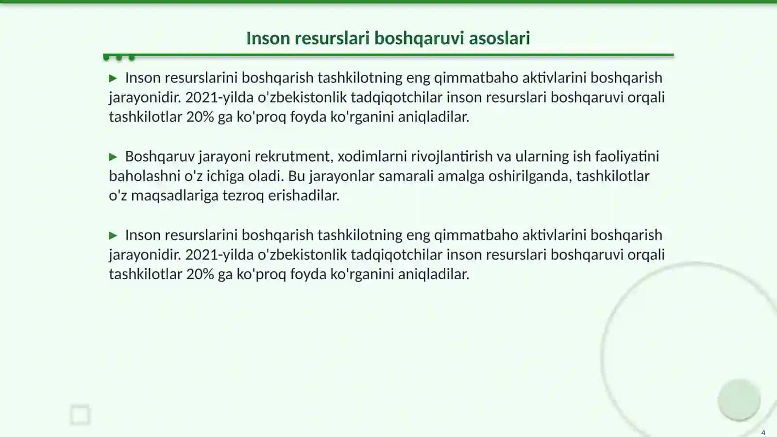 Yetakchilik va Inson Resurslarini Boshqarish 4