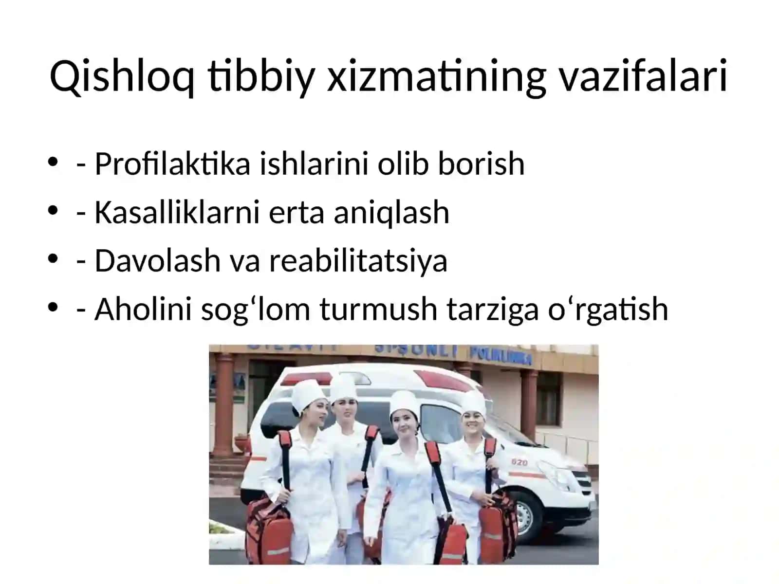 Qishloqaholisi G'atibbiy Xizmat Ko'rsatishni Uyushtirish Vabosi 4