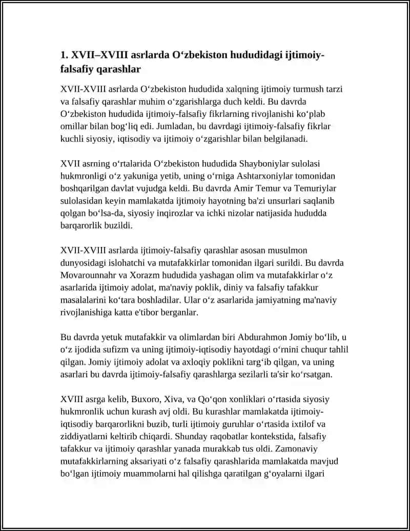 XVII-XX ASRLARDA O‘ZBEKISTON HUDUDIDAGI IJTIMOIY-FALSAFIY FIKRLAR 4