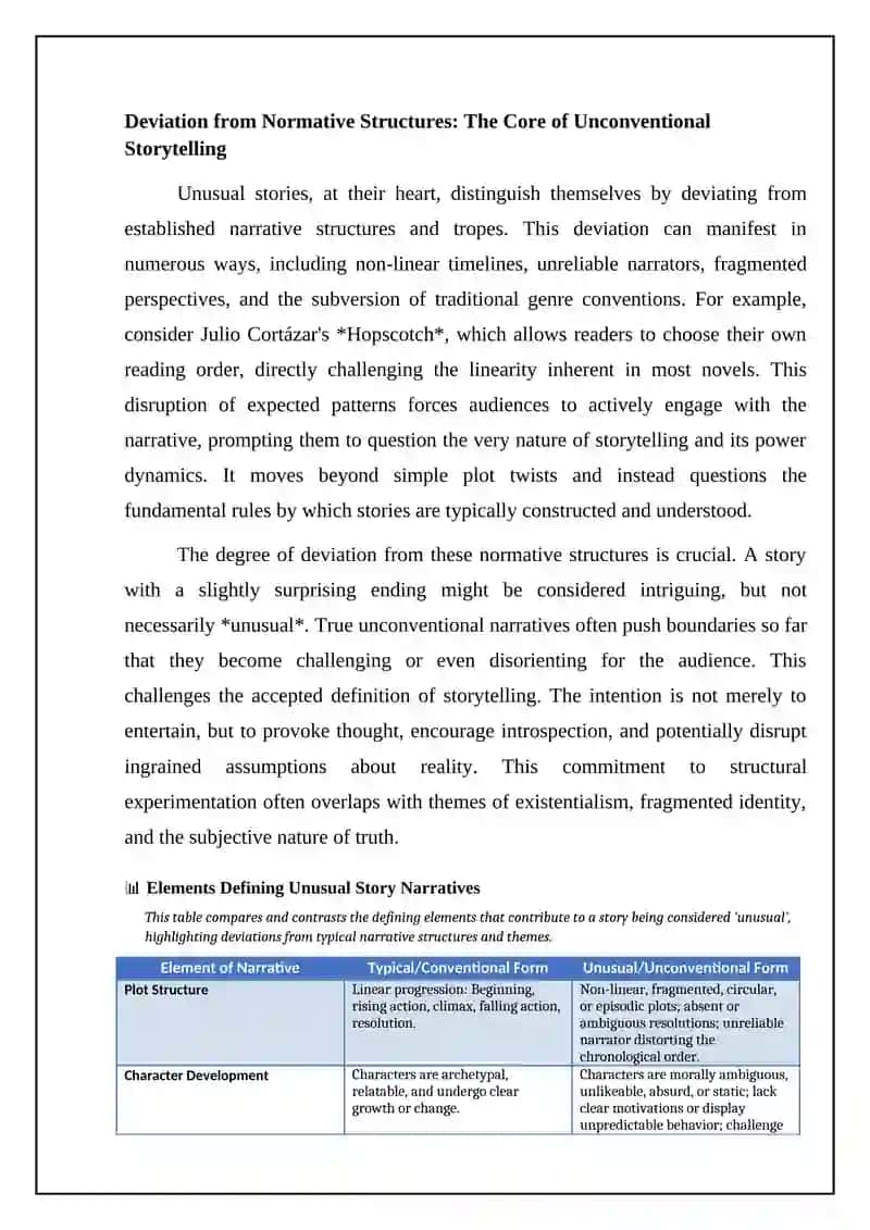 Unusual Stories Analysis 4