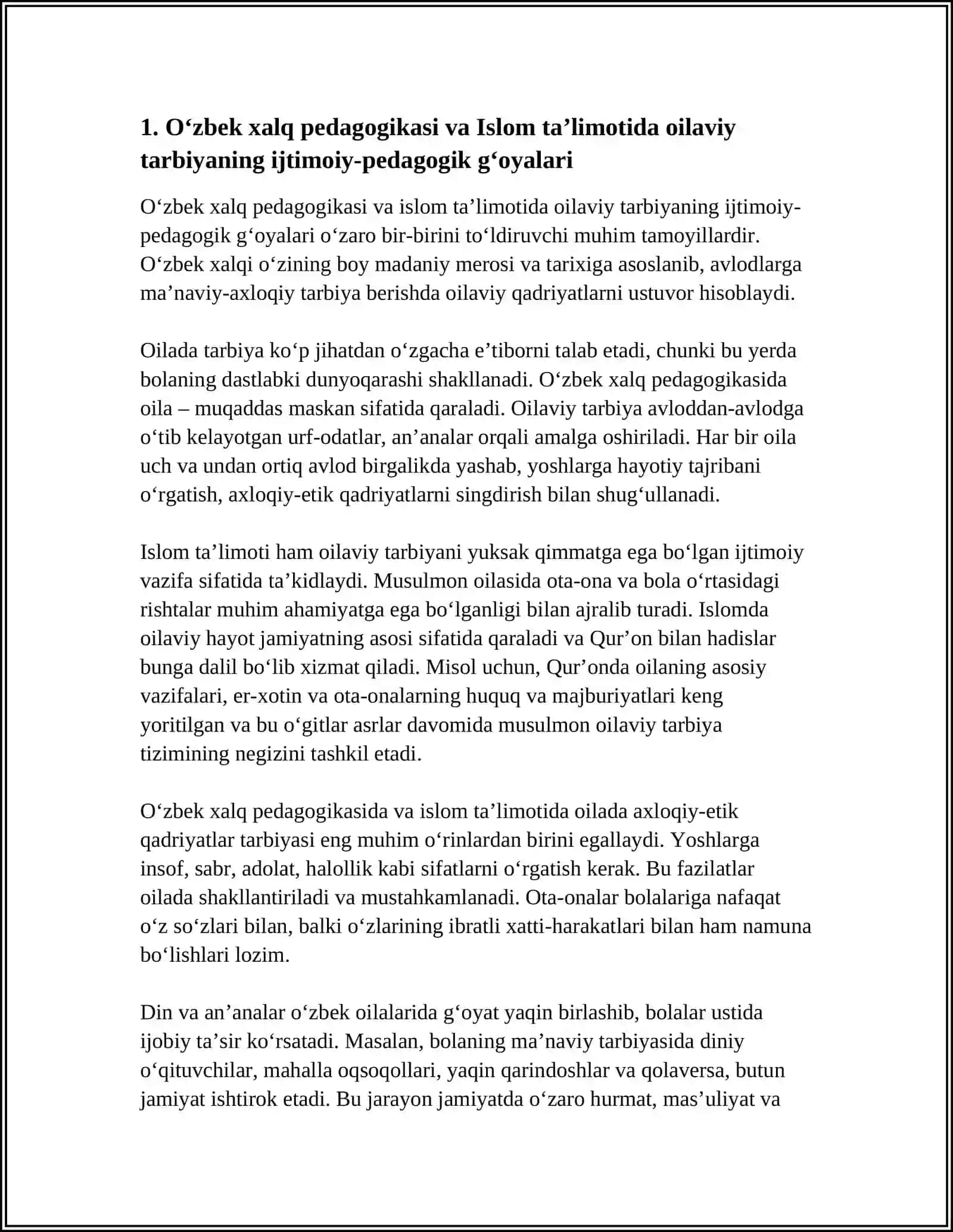 Oʻzbek Xalq Pedagogikasi va Islom Talimotida Ijtimoiy-Pedagogik Gʻoyalar 4