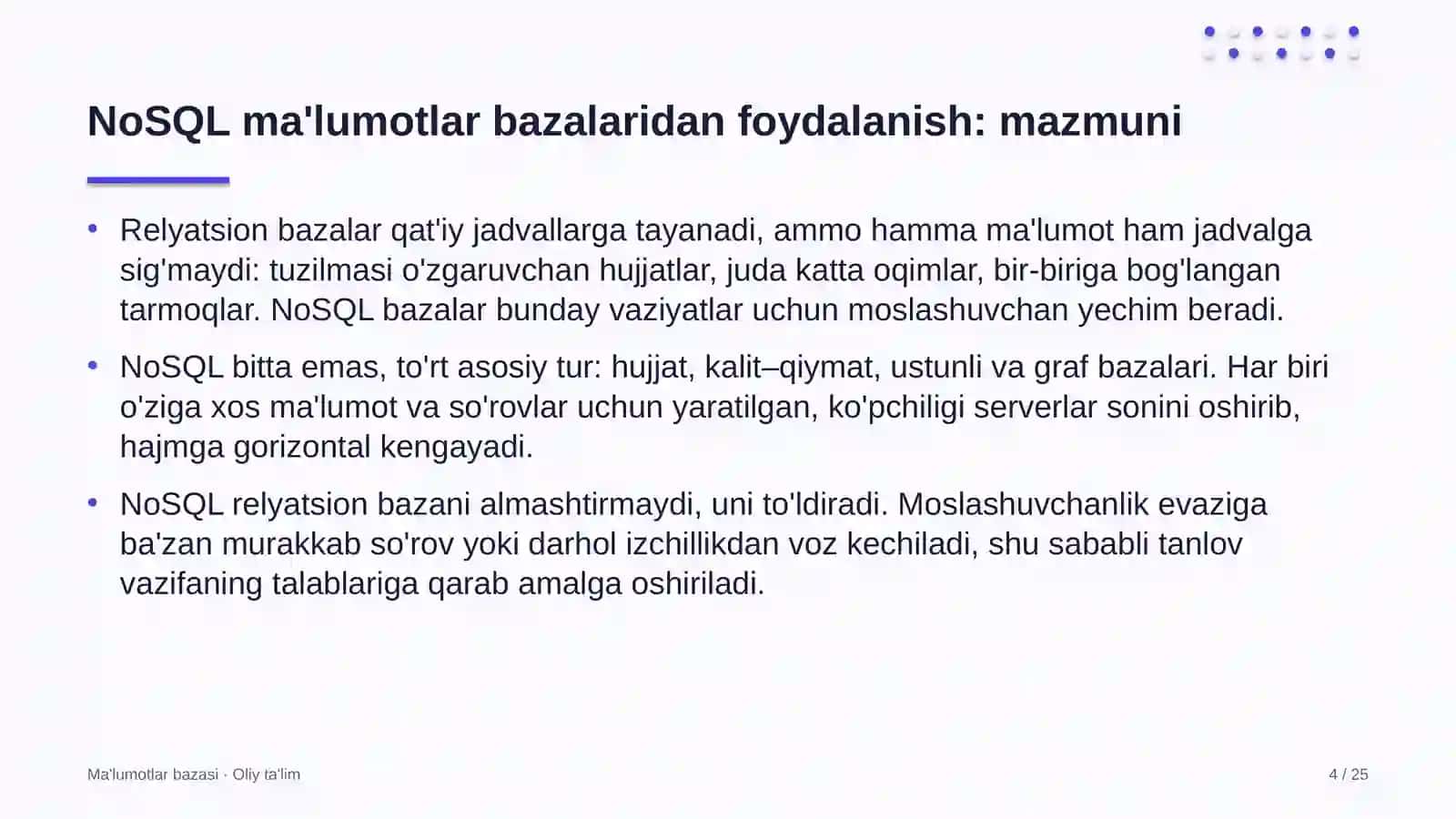 Aviakompaniyalarda NoSQL ma'lumotlar bazalaridan foydalanish 4