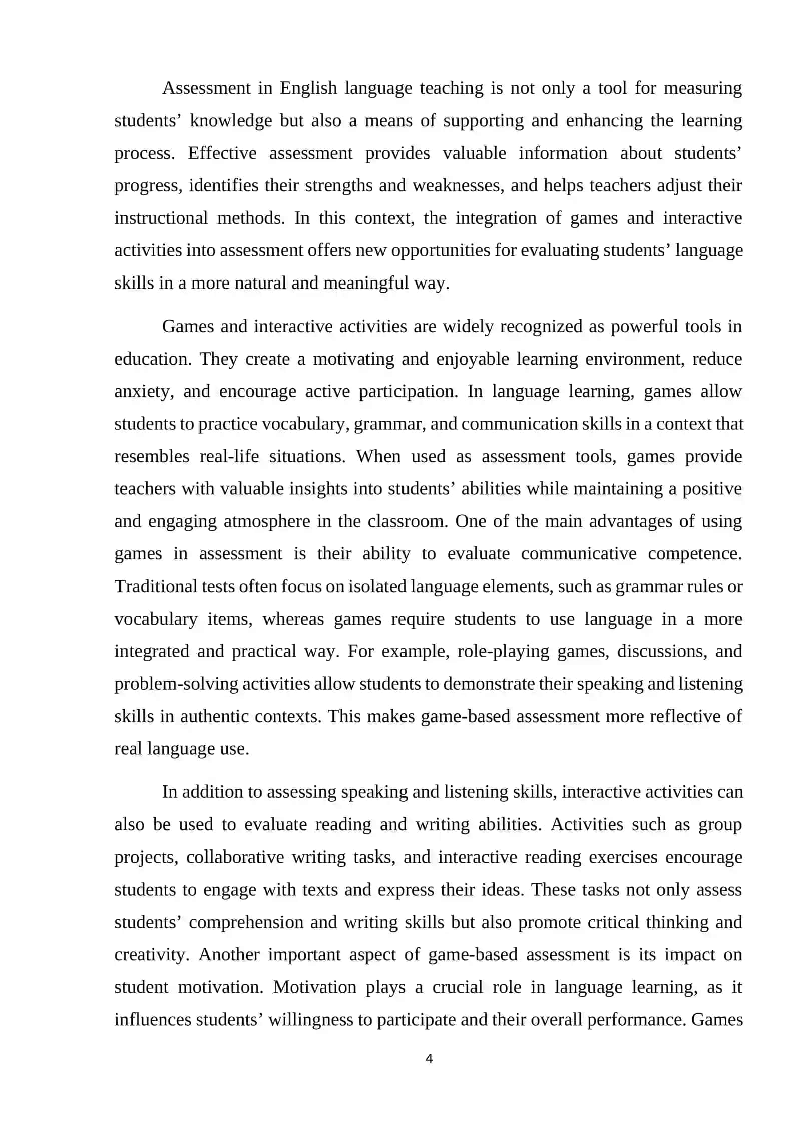 THE ROLE OF GAMES AND INTERACTIVE ACTIVITIES IN ASSESSING ENGLISH PROFICIENCY 4