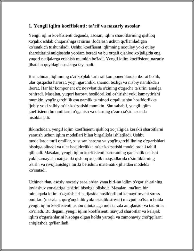 Yengil Iqlim Koeffisienti va Eng Yuqori Ishlash 4