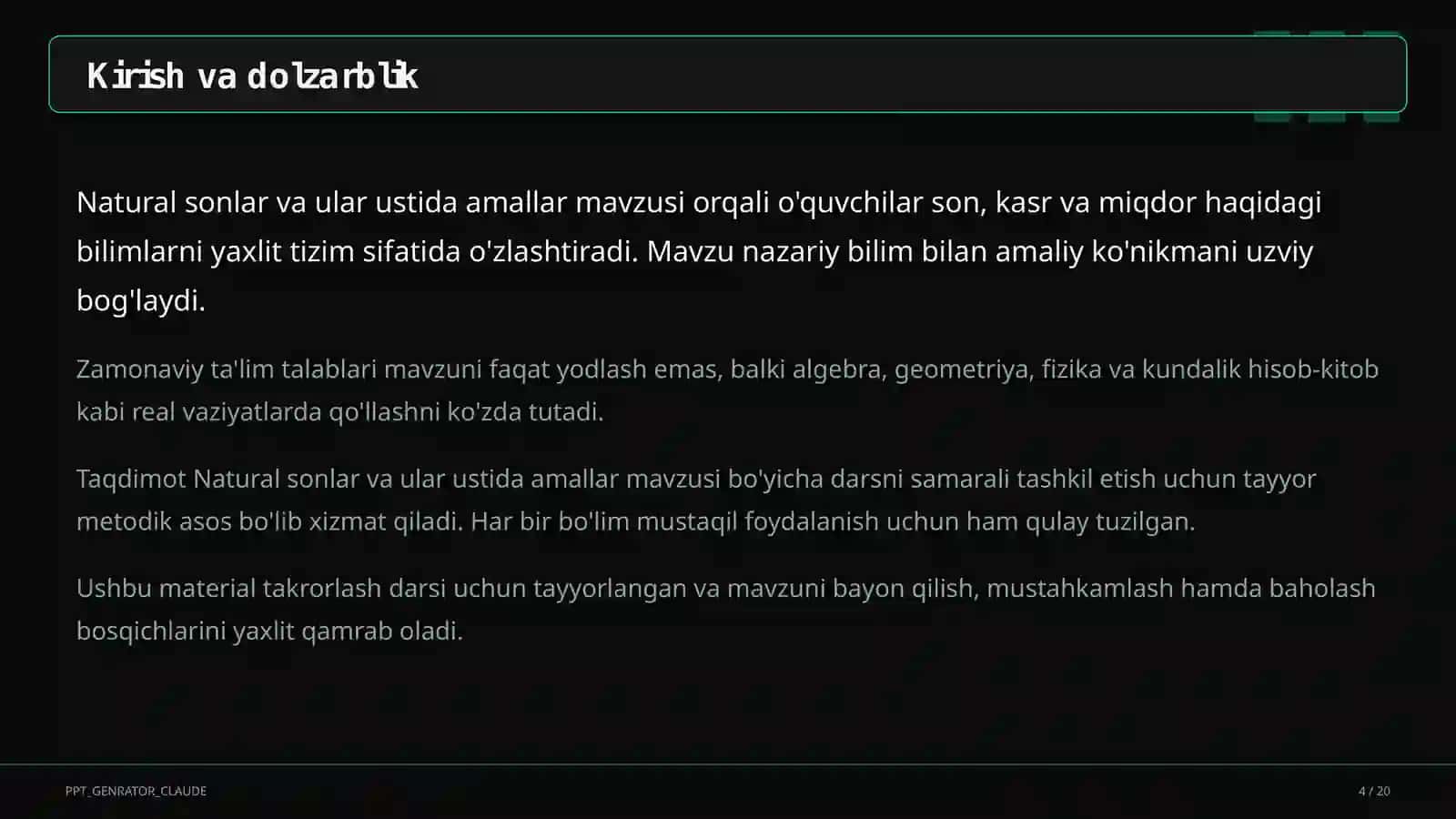 Natural sonlar va ular ustida amallar (5-sinf) 4
