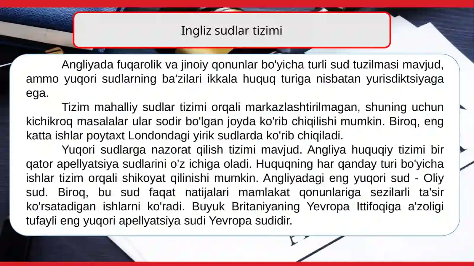 Sud asosida hal qilish, xalqaro sudlarning roli, nizolarni muqobil halqilish bo'yicha asosiy masal 4