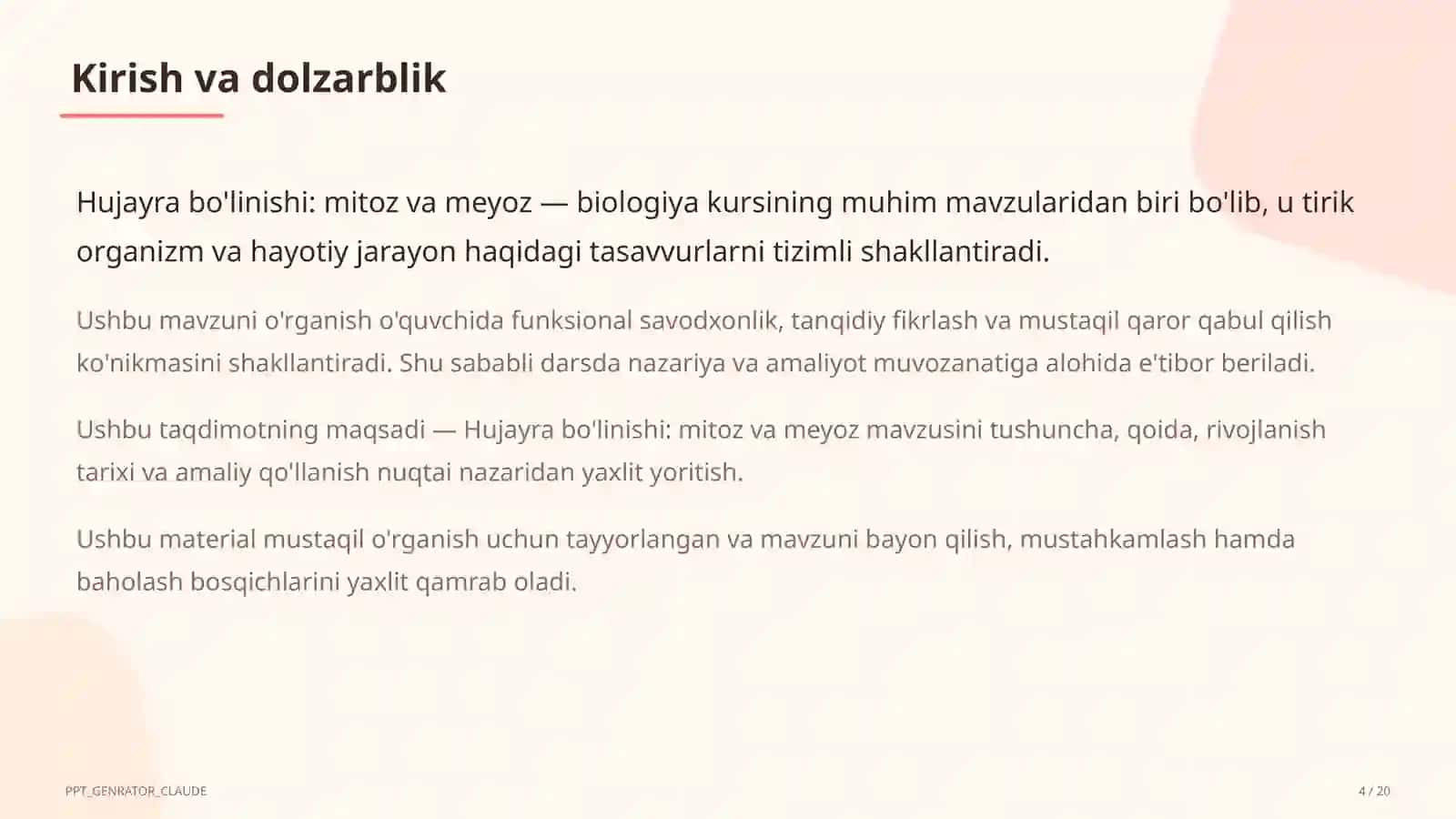 Hujayra bo'linishi: mitoz va meyoz (9-sinf) 4