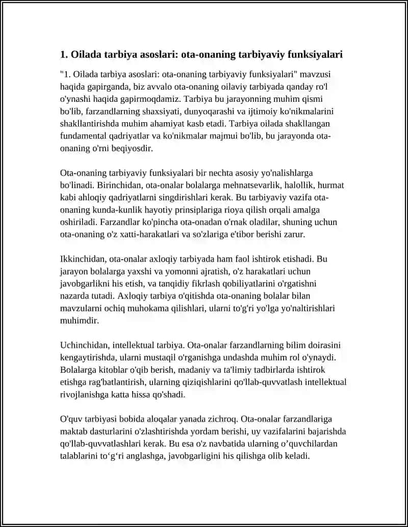 OILADA TARBIYA ASOSLARI. ABU ALI IBN SINO TARBIYA VA TALIM HAQIDA. ZAMONAVIY PEDAGOGIKA DA TALIM PARADIKMALARI 4