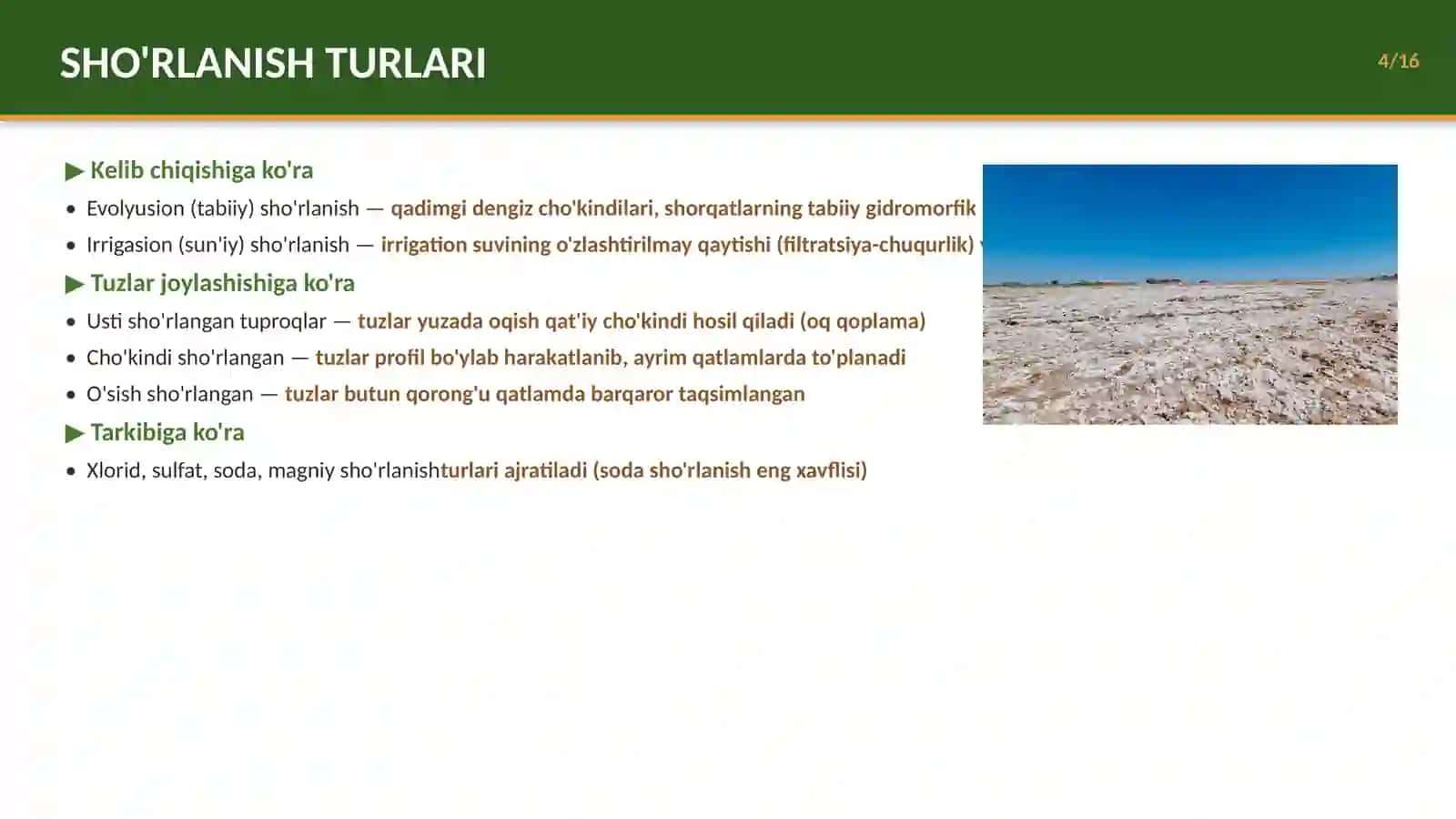 [TUPROQ SHO'RLANISHINI ANIQLASH USULLARI] 4