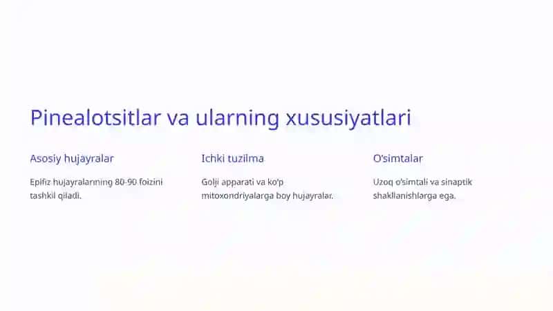 Epifizning ultrasturukturaviy tashkil etilishi va funktsiyalari. 4