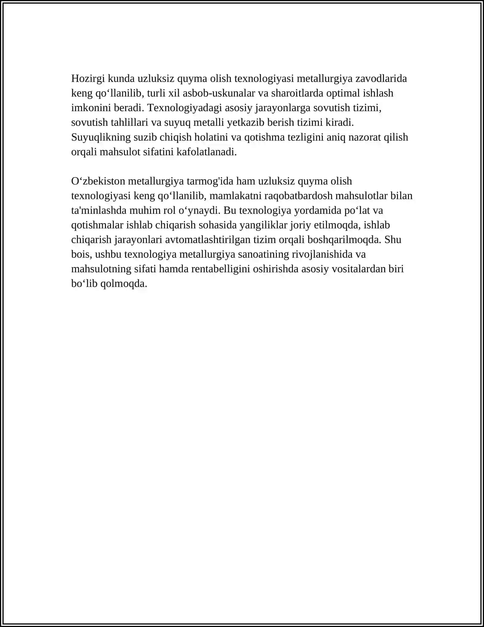 Uzluksiz quyma olish texnologiyasi 4