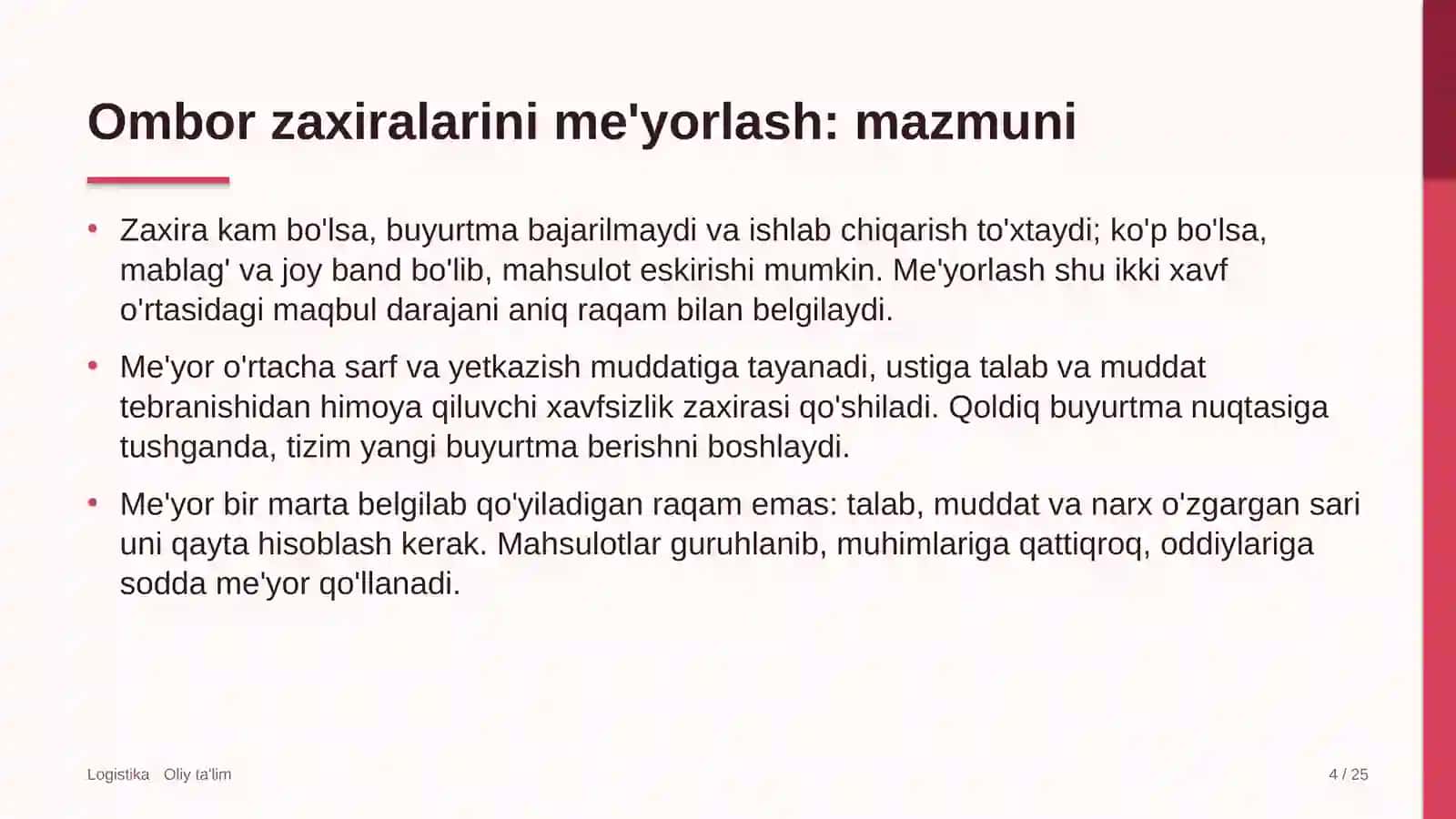 energetikada ombor zaxiralarini me'yorlash 4087 4