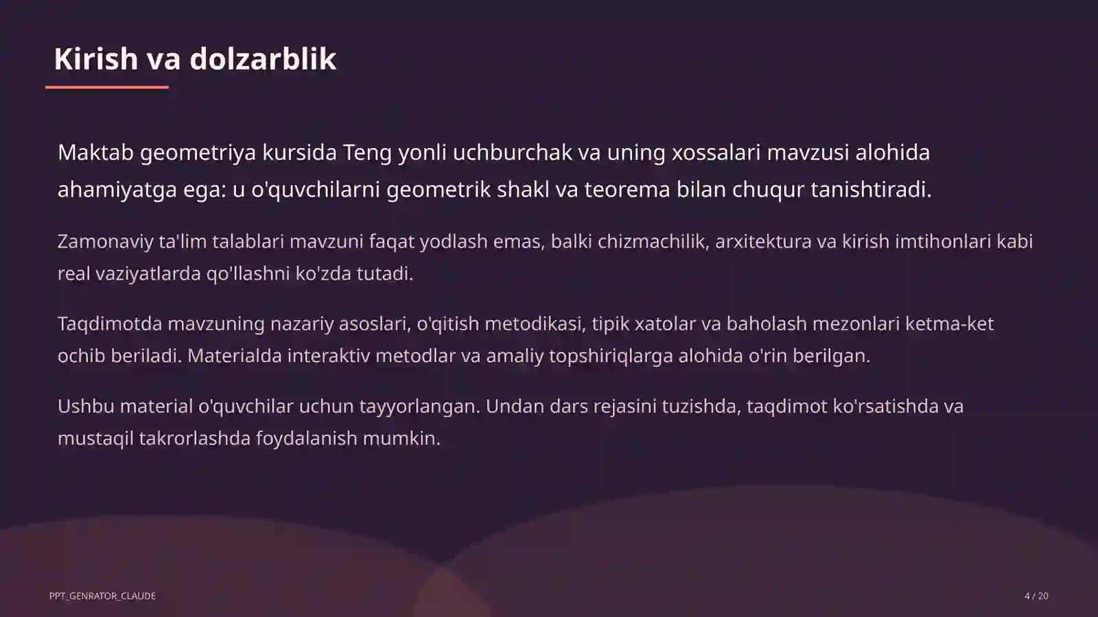 Teng yonli uchburchak va uning xossalari (7-sinf) 4