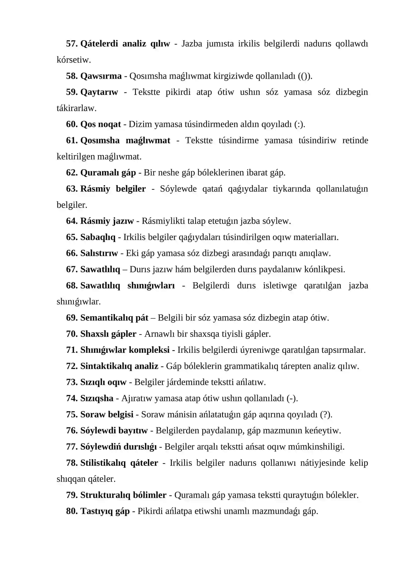 Baslawısh klass sabaqlıqlarında punktuaciyaǵa tiyisli berilgen materiallardı analiz etiw 4