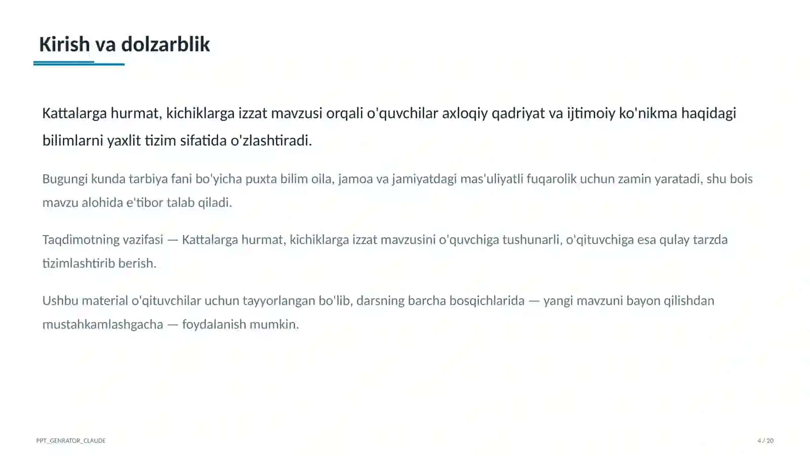 Kattalarga hurmat, kichiklarga izzat (2-sinf) 4