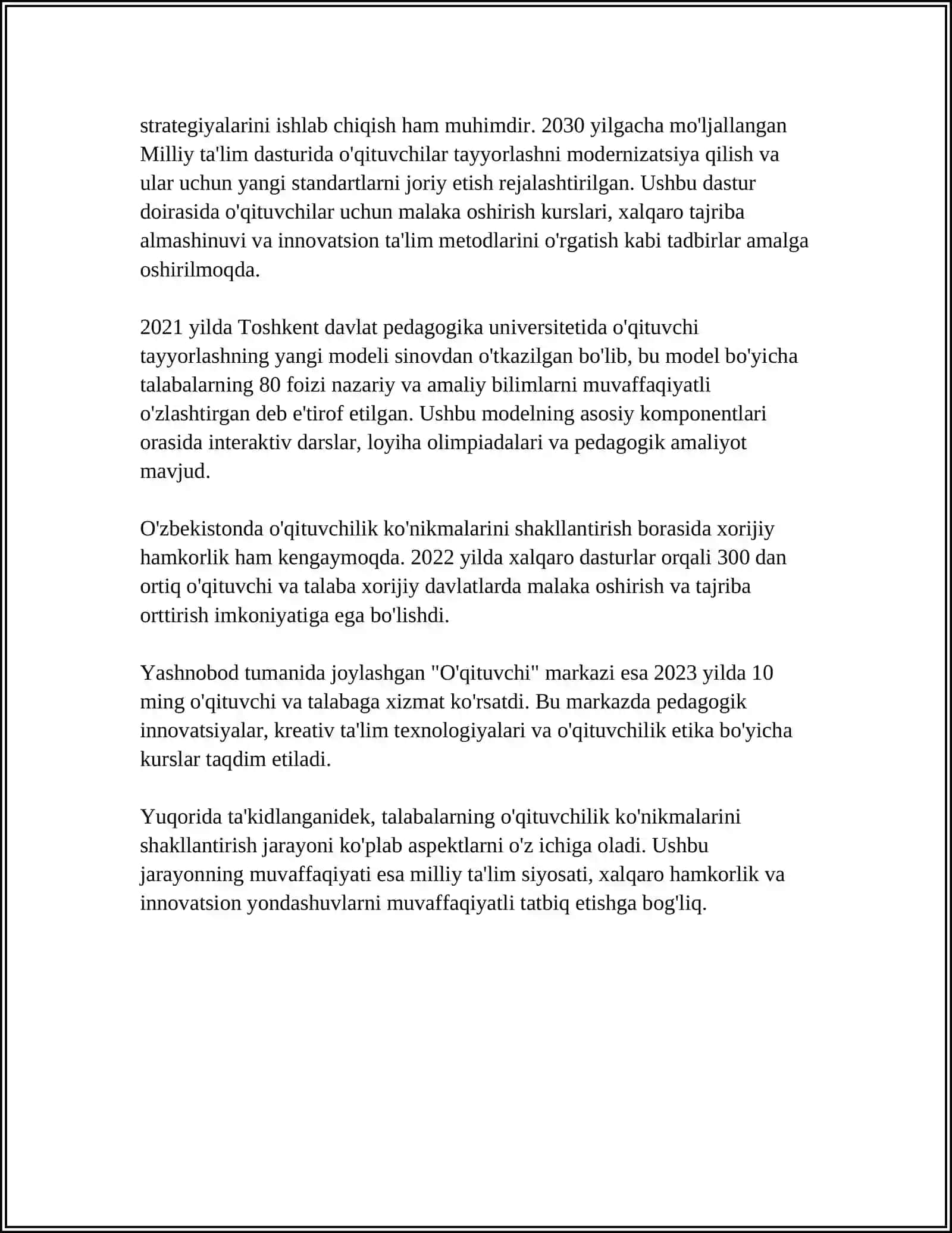 TALABANING PEDAGOGIK FAOLIYATGA TAYYORLASH TAKTIKASI 4