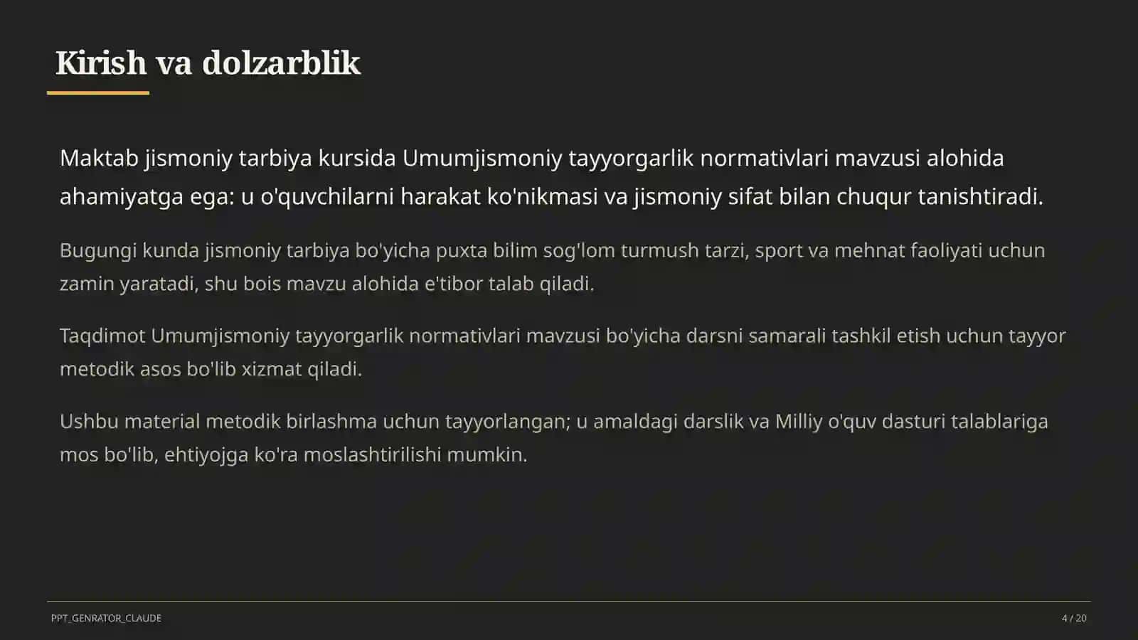 Umumjismoniy tayyorgarlik normativlari (10-sinf) 4