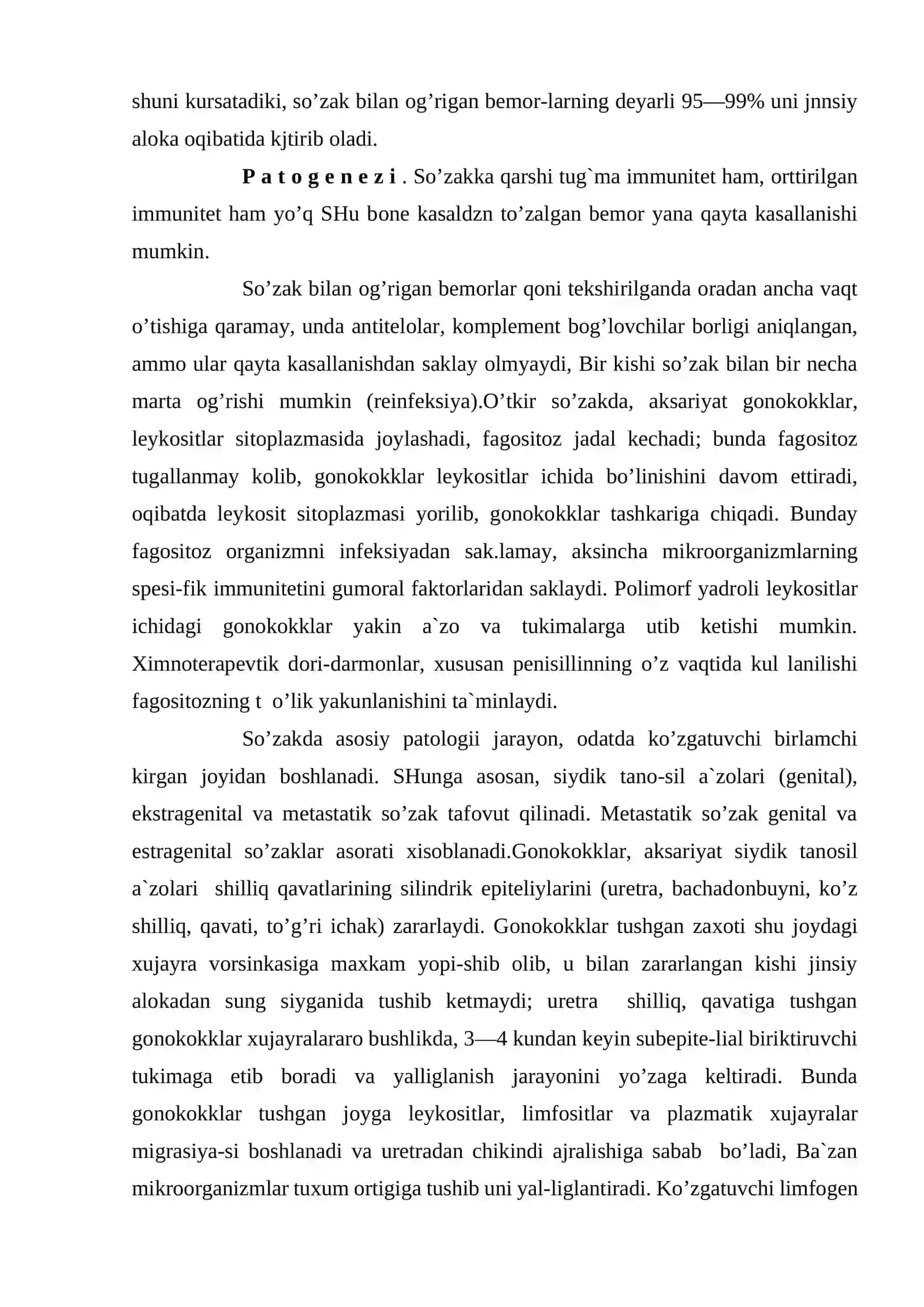 So’zak kasalligining umumiy kechishi, zamonaviy tasnifi 4