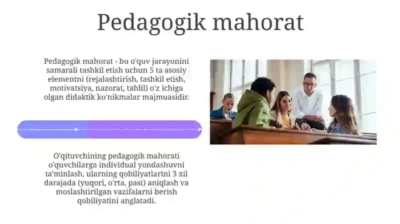 Òqituvchining talim jarayoniga quyiladigan asosiy talablar va òz ijodiy kayfiyatini boshqarish 4