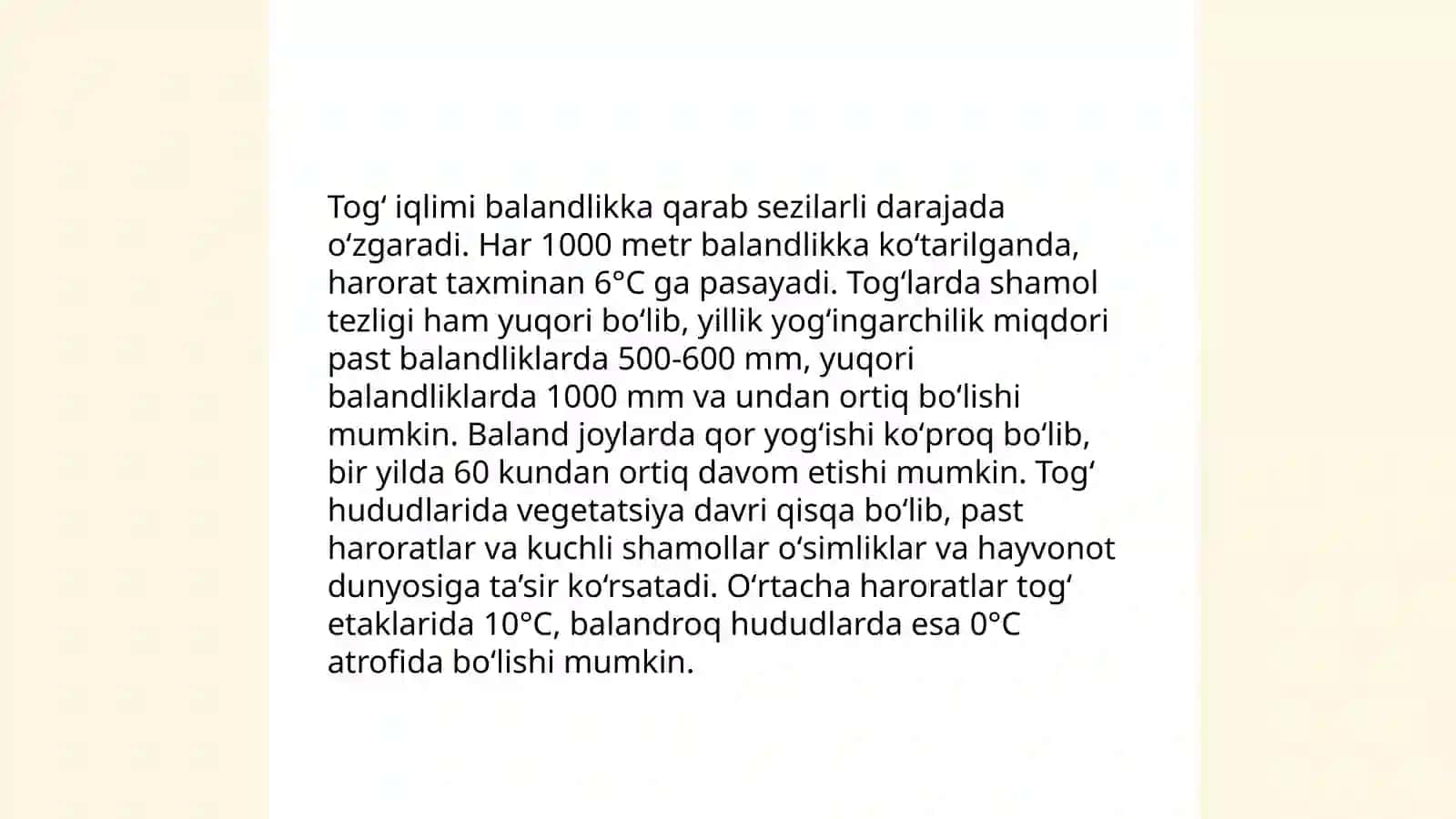 Togʻ mintaqasi landshaftlari bilan tanishish 4