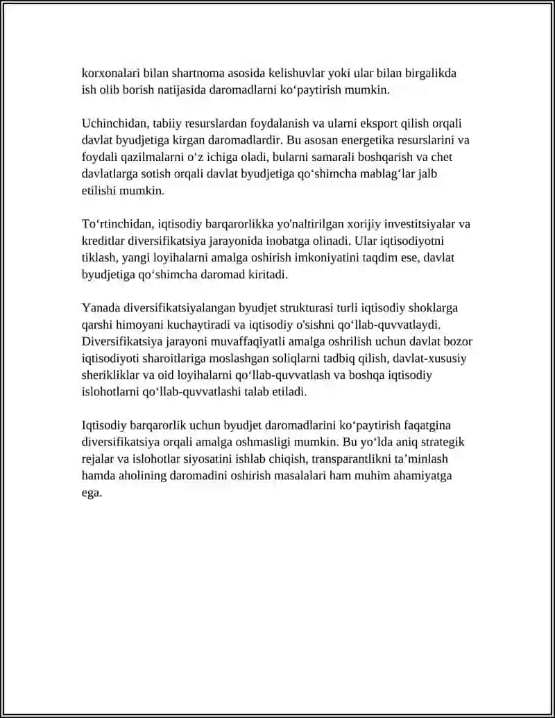 Diversifikatsiya Qilishning Byudjet Daromadlariga Taʼsiri 4