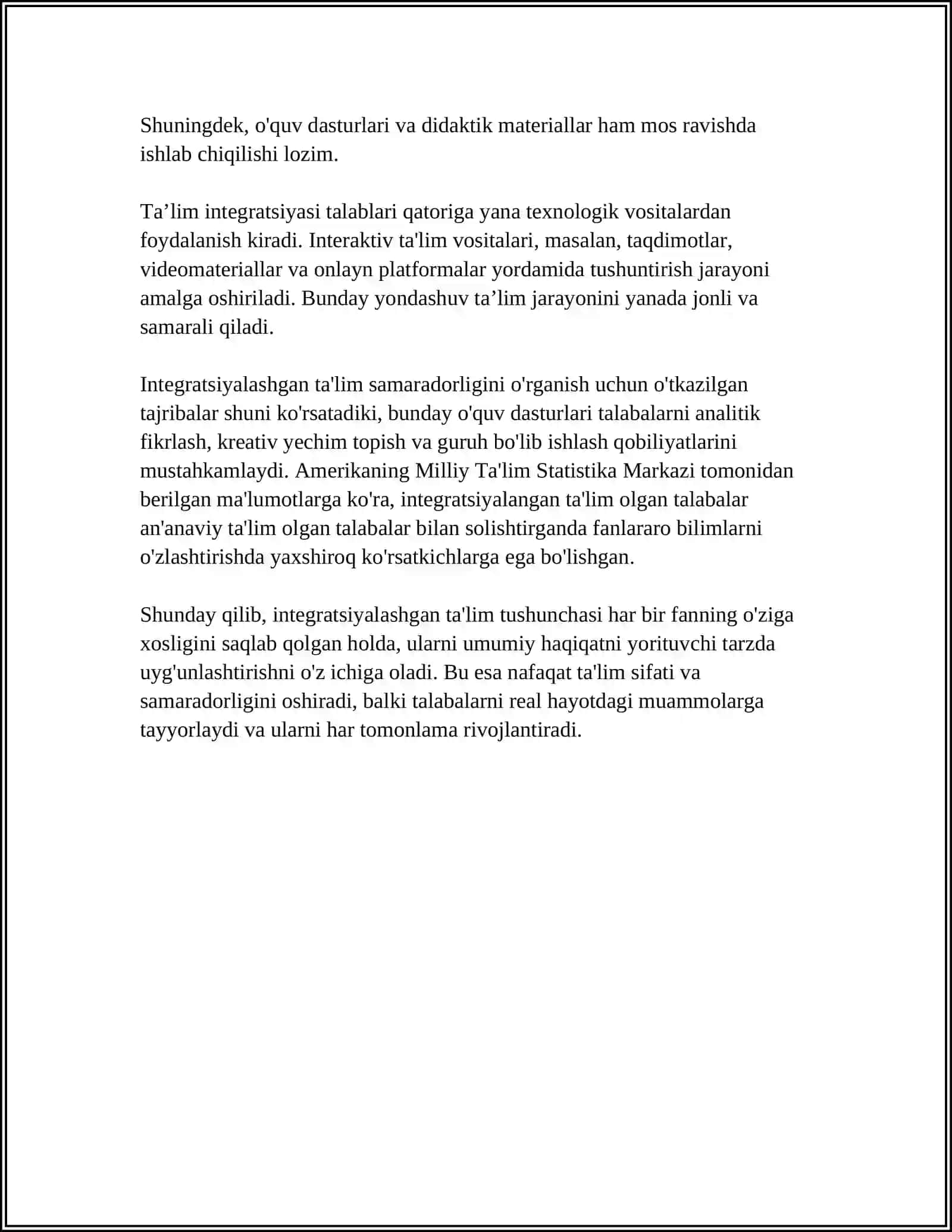 UMUMTA’LIM TASHKILOTLARIDA ALOHIDA YORDAMGA MUHTOJ BOLALAR UCHUN INTEGRATSIYALASHGAN TA’LIMNI AMALGA OSHIRISHNING ASOSIY BOSQICHLARI 4
