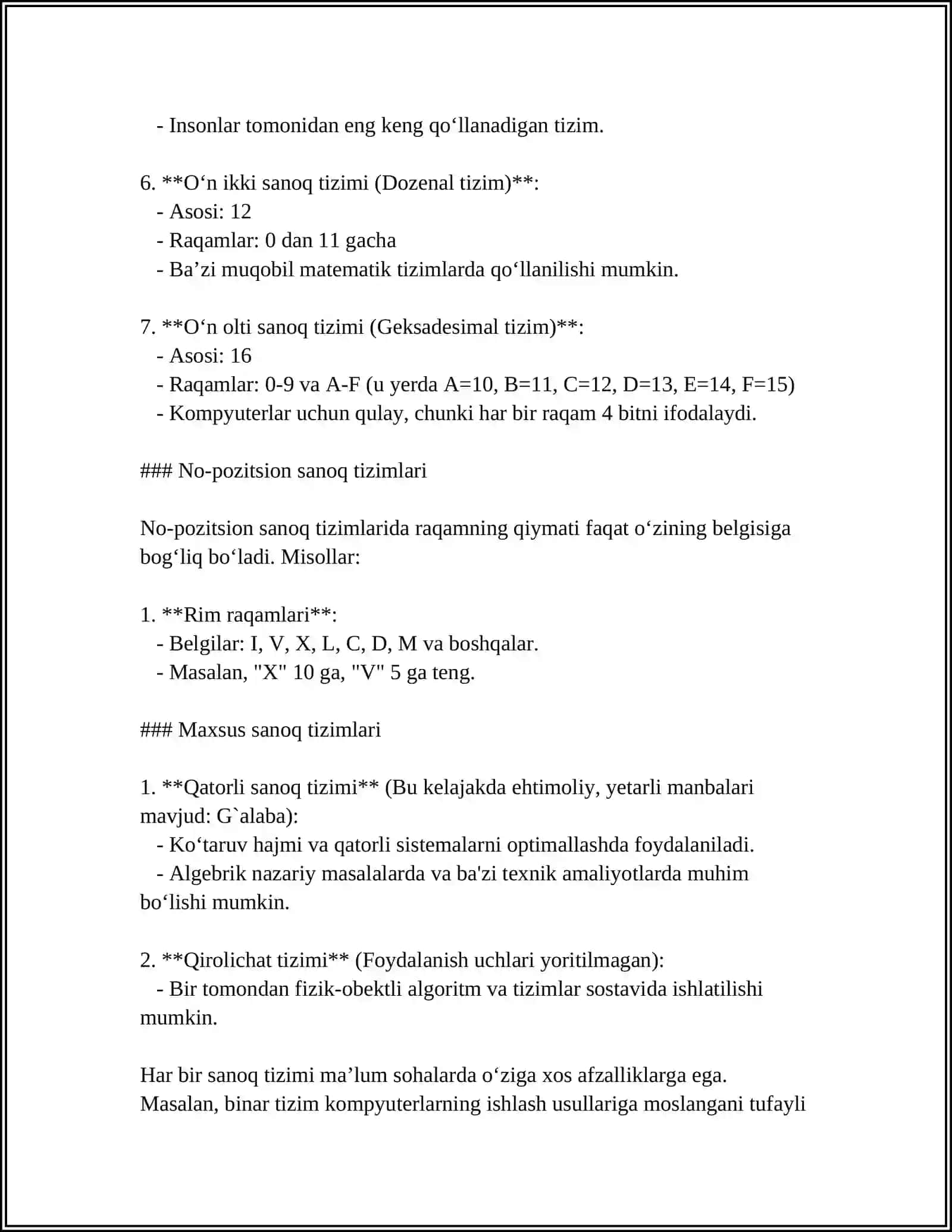 SANOQ TIZIMLARI 4