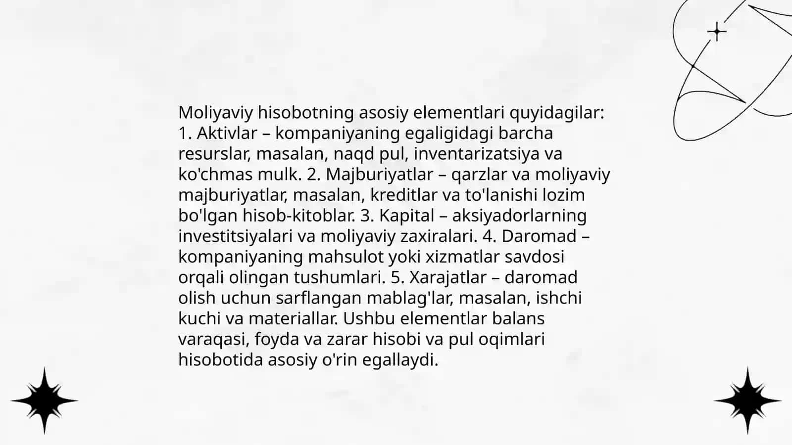 Moliyaviy hisobot tuzish va uning auditini o'tkazish bo'yicha asosiy meyoriy hujjatlarga izoh 4
