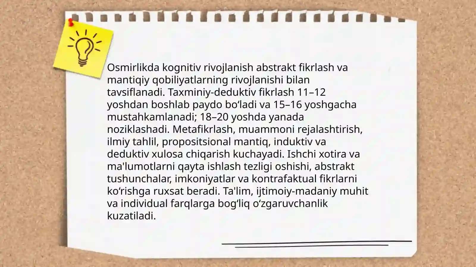 Õsmirlik davrida psixik rivojlanishning umumiy tasnifi 4