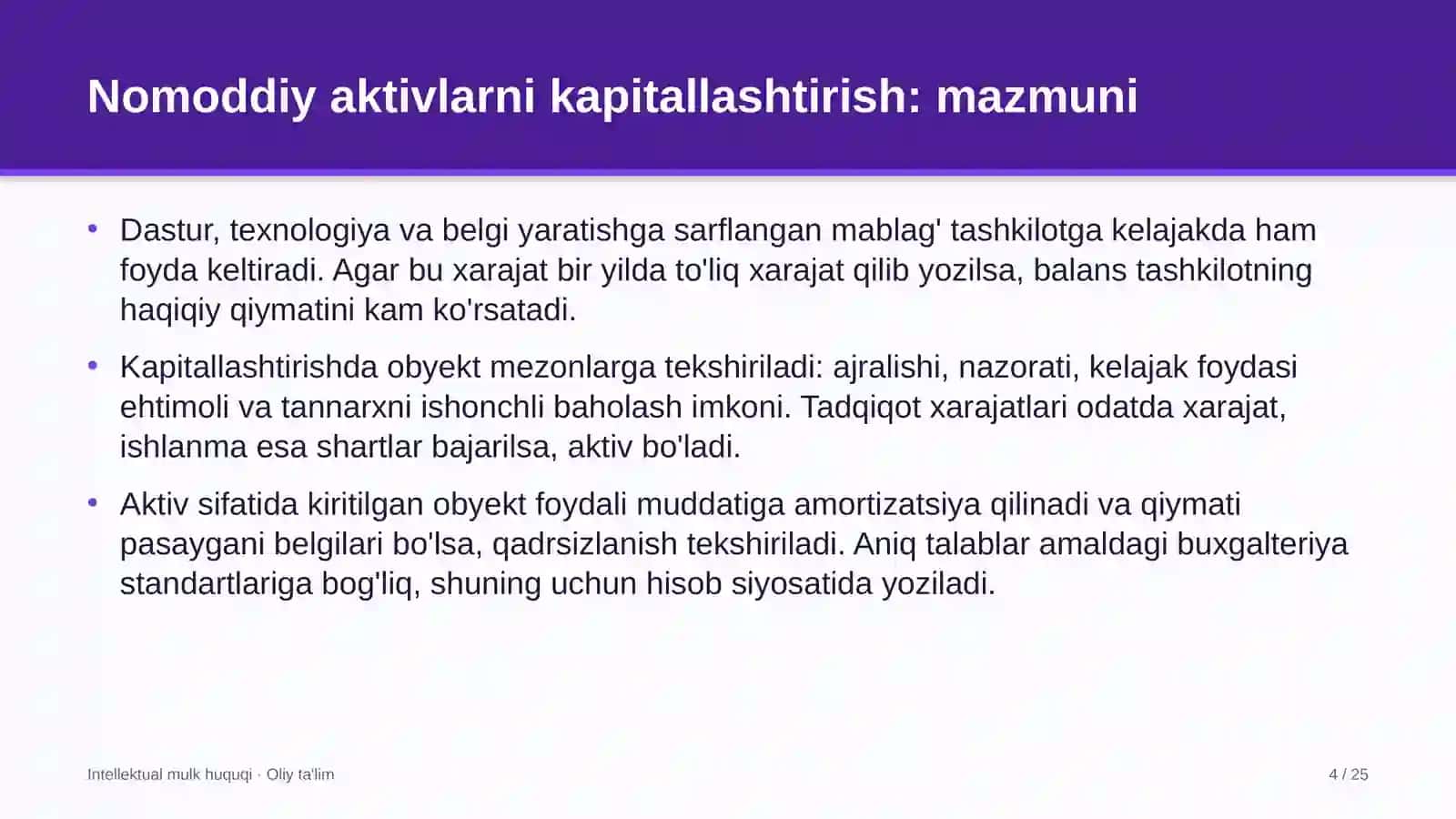 INTELLEKTUAL MULK HUQUQI · OLIY TA'LIM 4