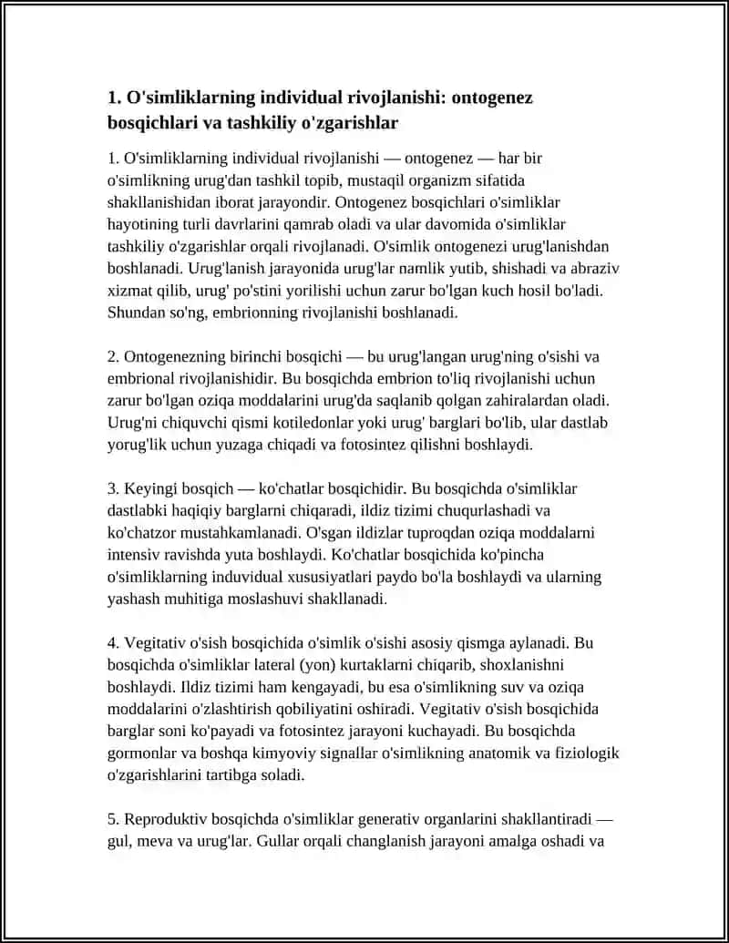 O'SIMLIKLARNING INDUVIDUAL RIRIVOJLANISHI ONTOGENIZ VA MAVSUMIYRETMIKA 4