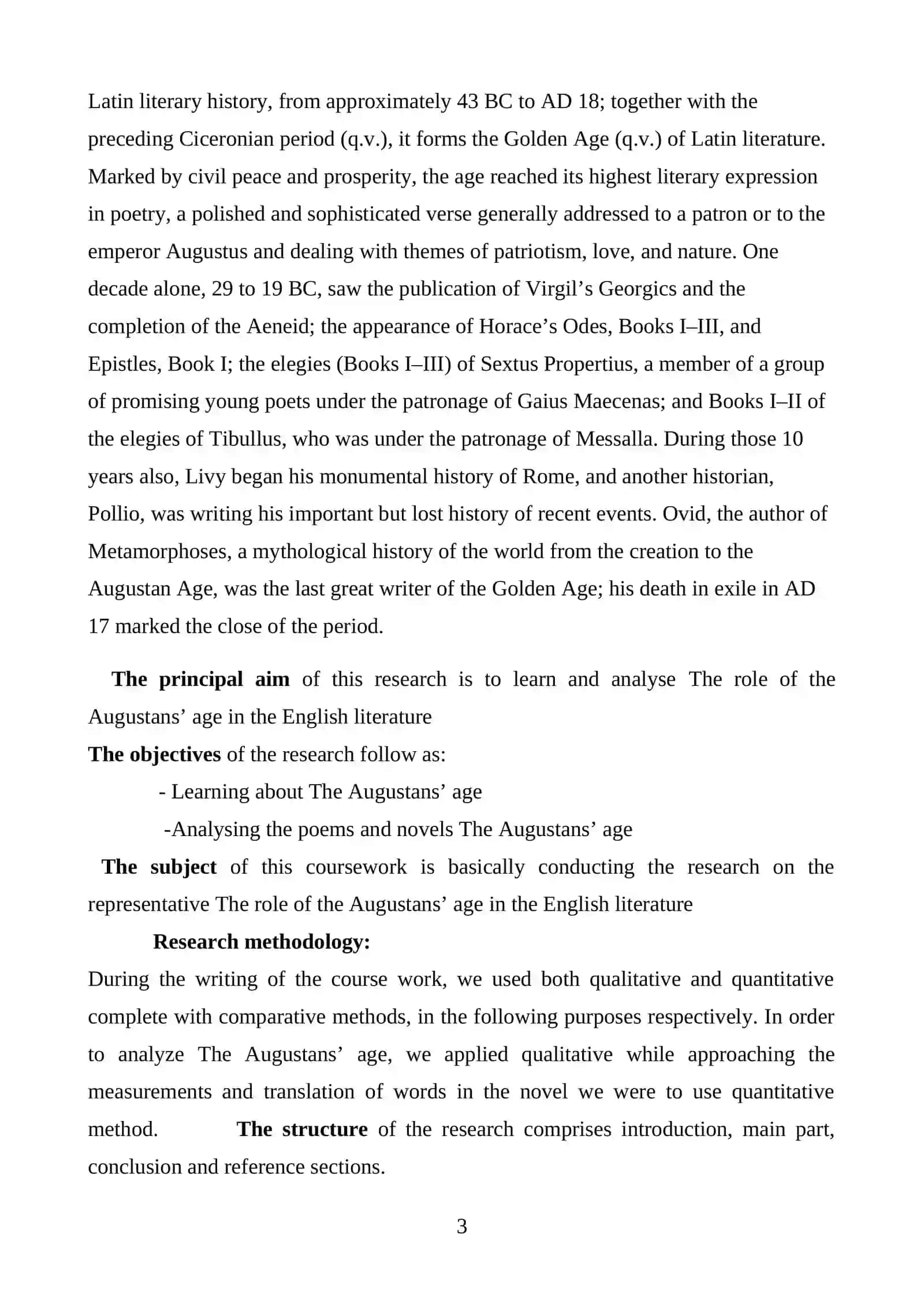 THE ROLE OF THE AUGUSTAN’S AGE IN THE ENGLISH LITERATURE 4