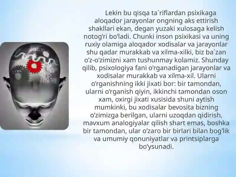 Psixologiyafanining maqsadi va vazifalari Reja 4