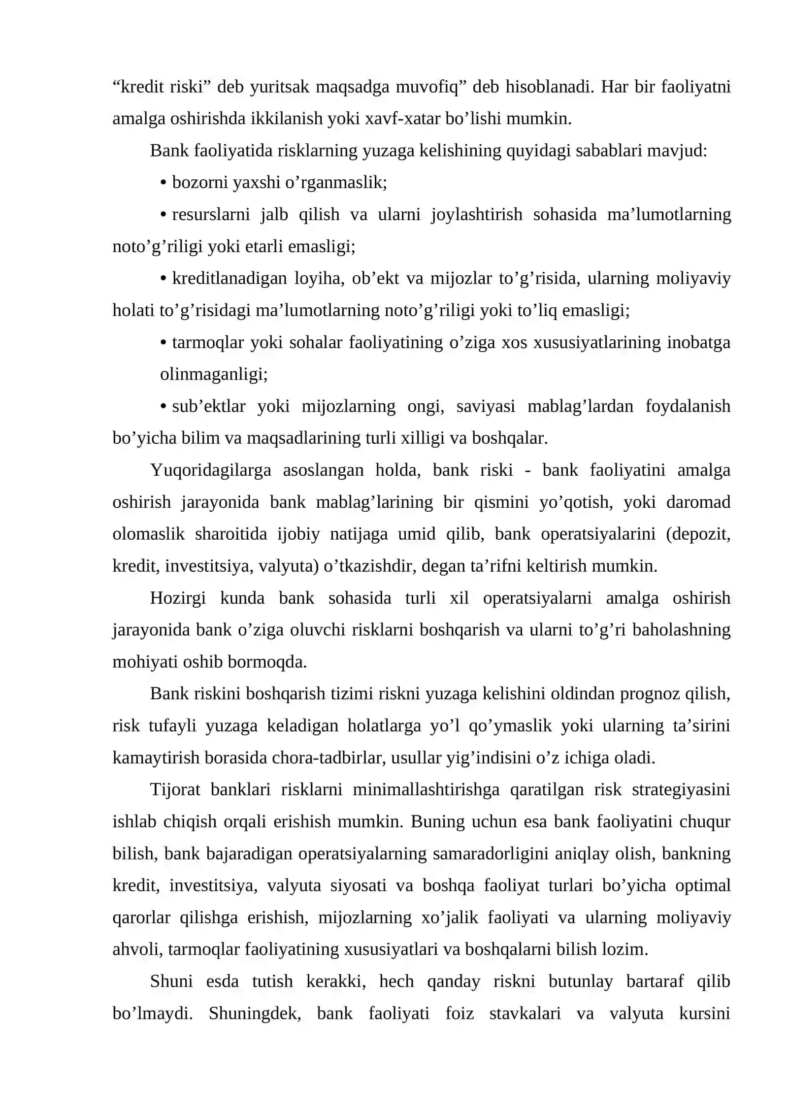 Tijorat banklari risklari va ularni boshqarish usullari 4