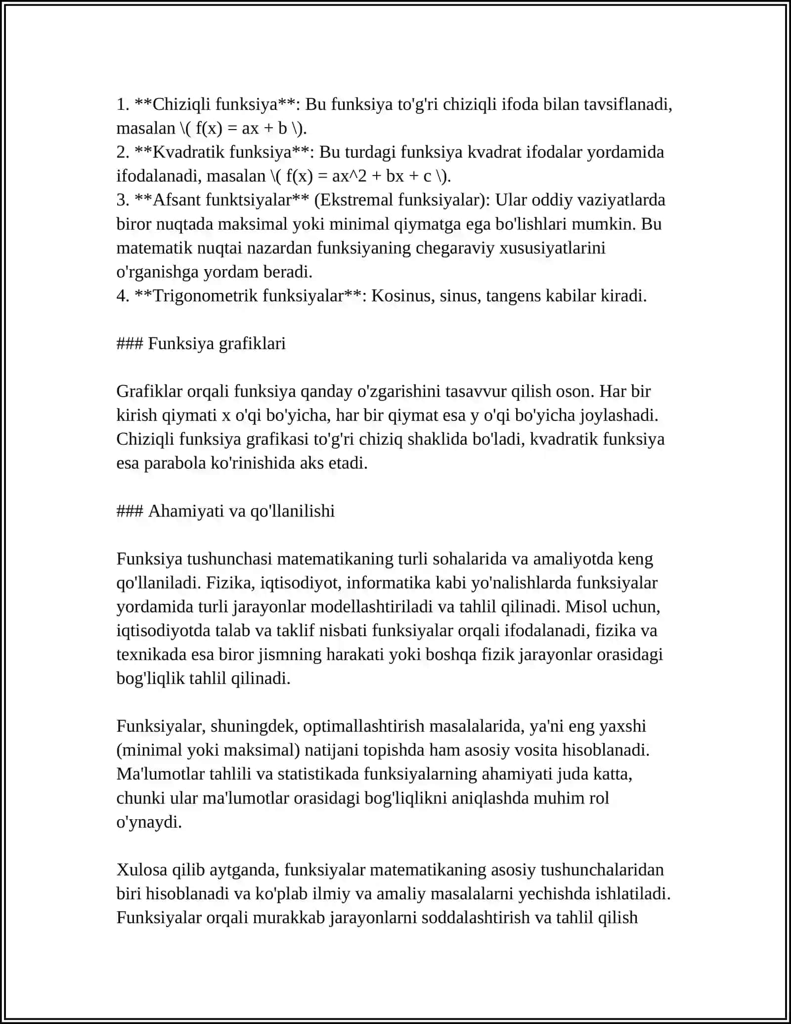 FUNKSIYALARNI FORMULALAR KO'RINISHIDA IFODALASH 4