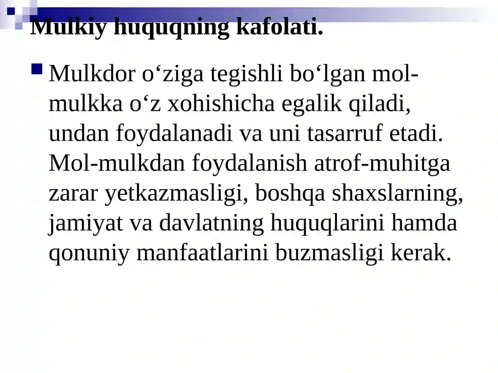MULK HUQUQINING KAFOLATI VA HIMOYA QILINISHI 4