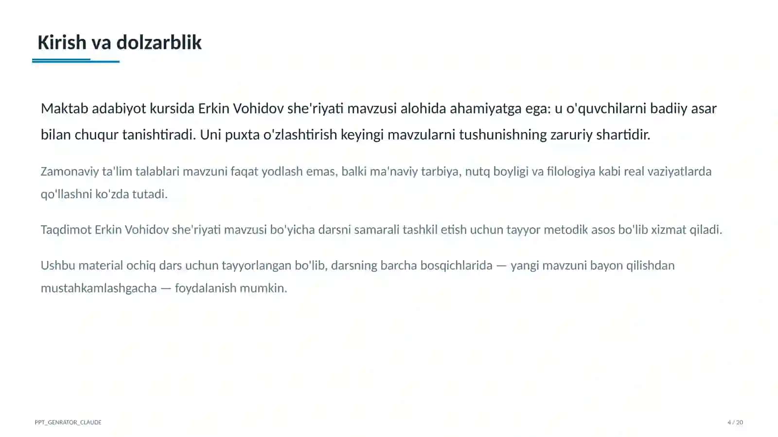 Erkin Vohidov she'riyati (8-sinf) 4