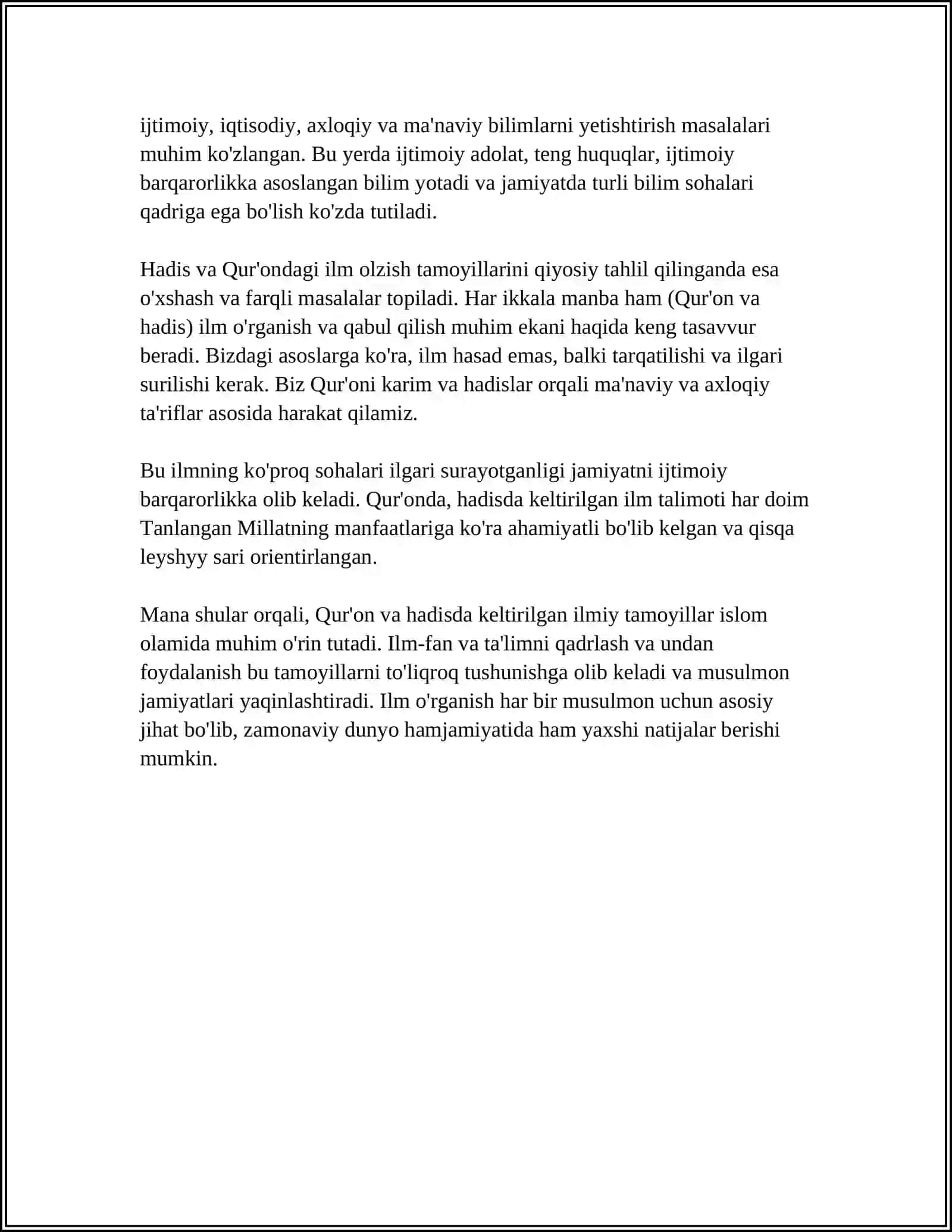 HADISLARDA ILM O'RGANISH MASALALARIGA QIYOSIY TAVSIF 4