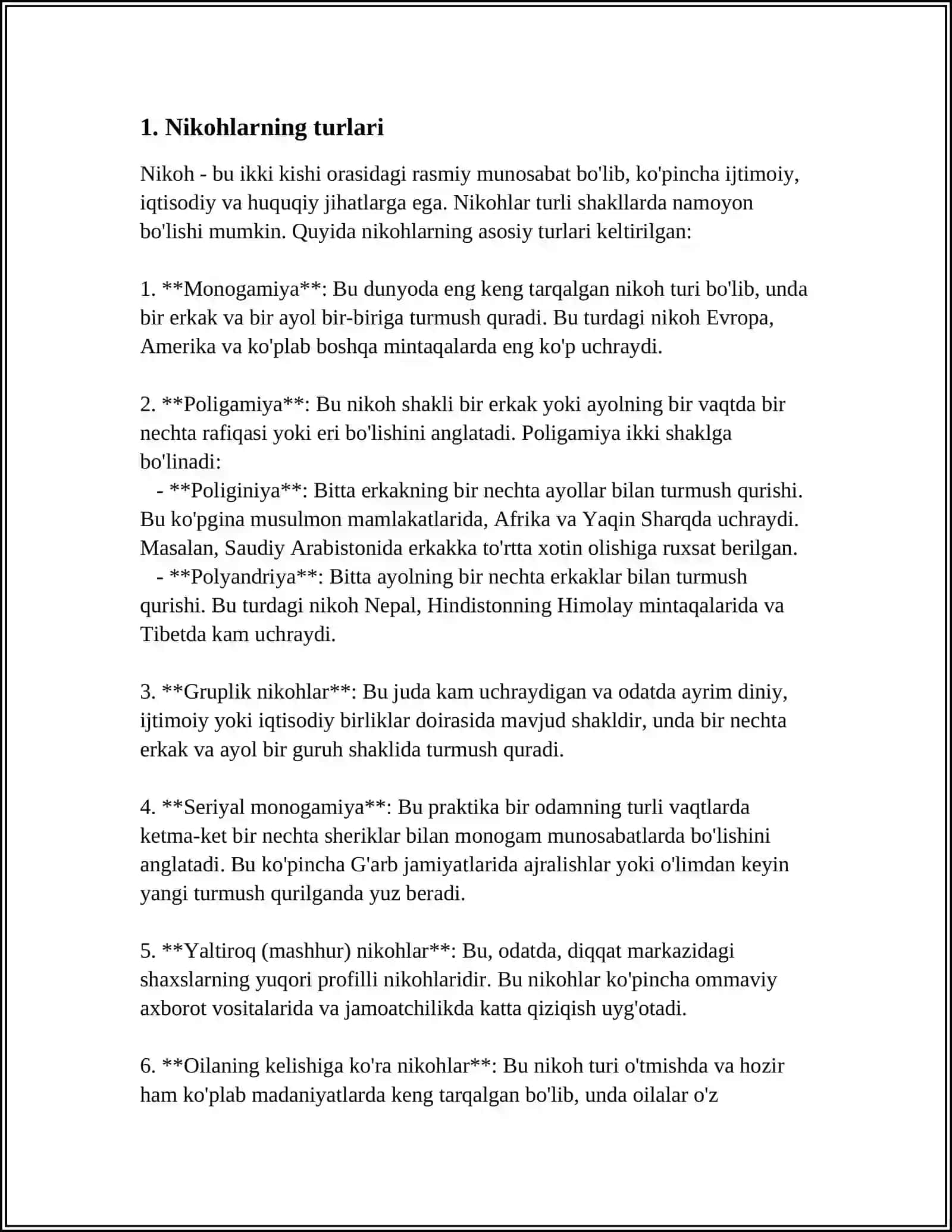 NIKOHLAR TIPLARI VA ULARNING TIBBIY GENETIK TOMONLARI TIBBIY GENETIK MASLAHATLAR 4