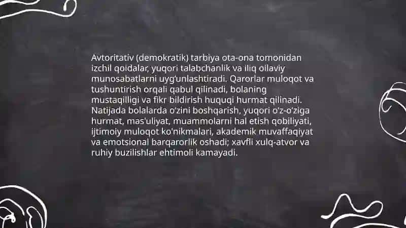 Oilada bola tarbiyasi toifalari va oqibatlari 4