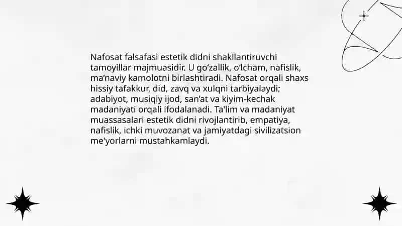 Nafosat falsafasi uning inson kamolotida tutgan oʻrni 4