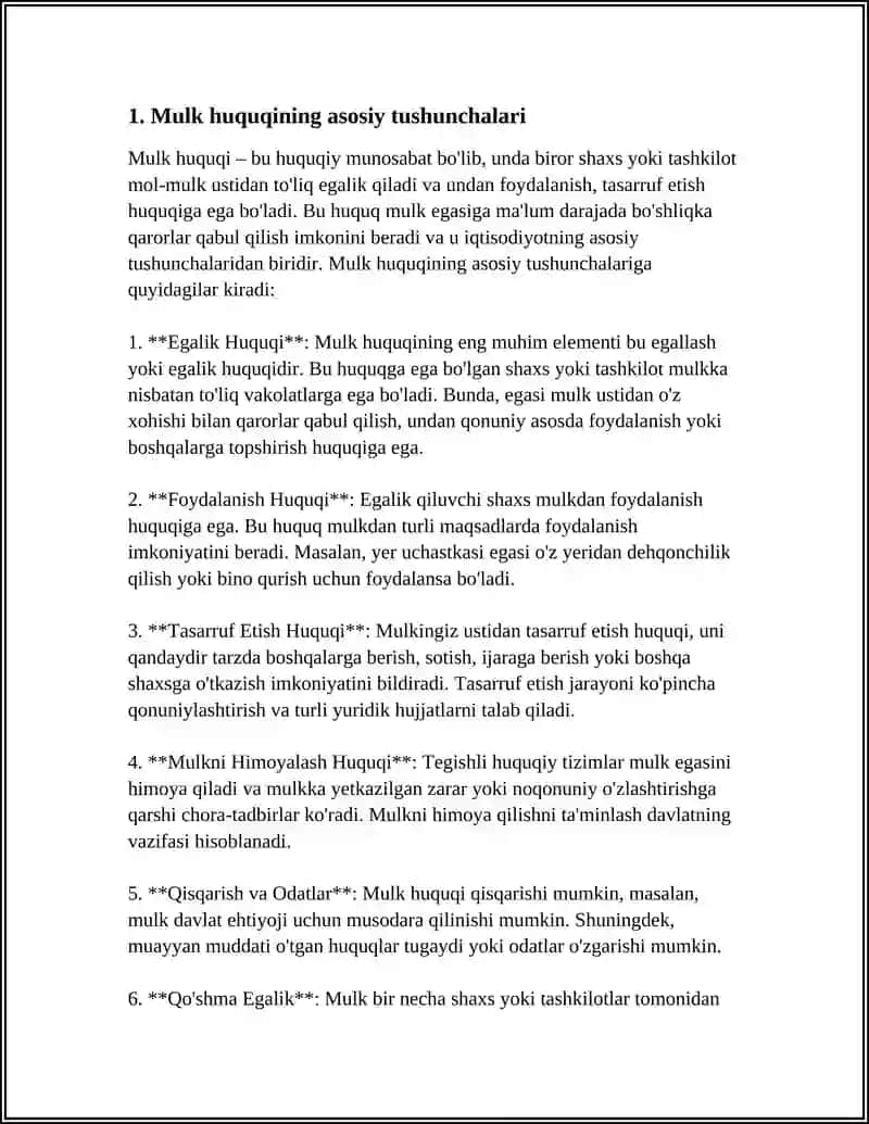 MULK HUQUQI TUSHUNCHASI BELGILARI VA FUNKSIYALARI 4
