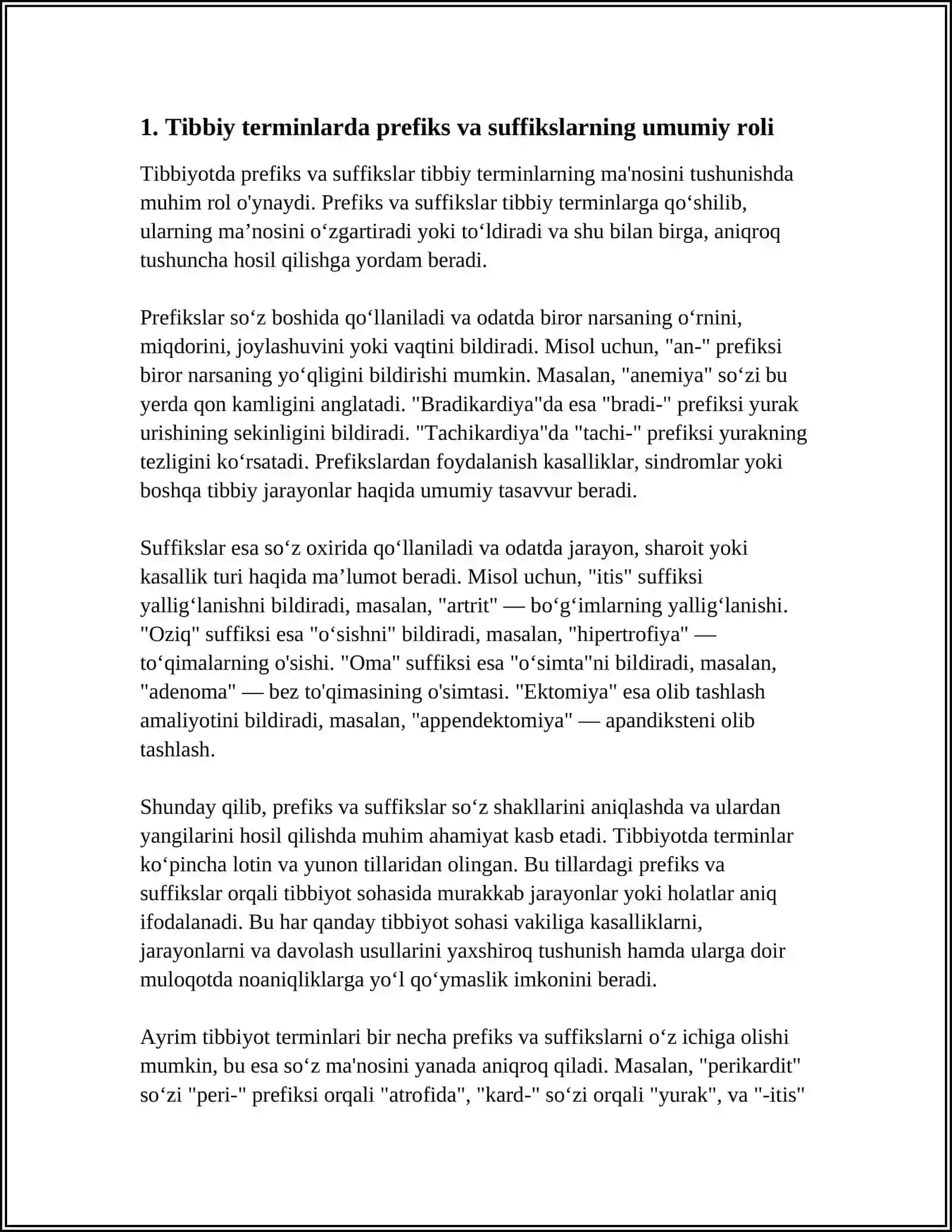 TIBBIY TERMINLARDA PREFIKS VA SUFFIKSLARNING MA'NOSI 4