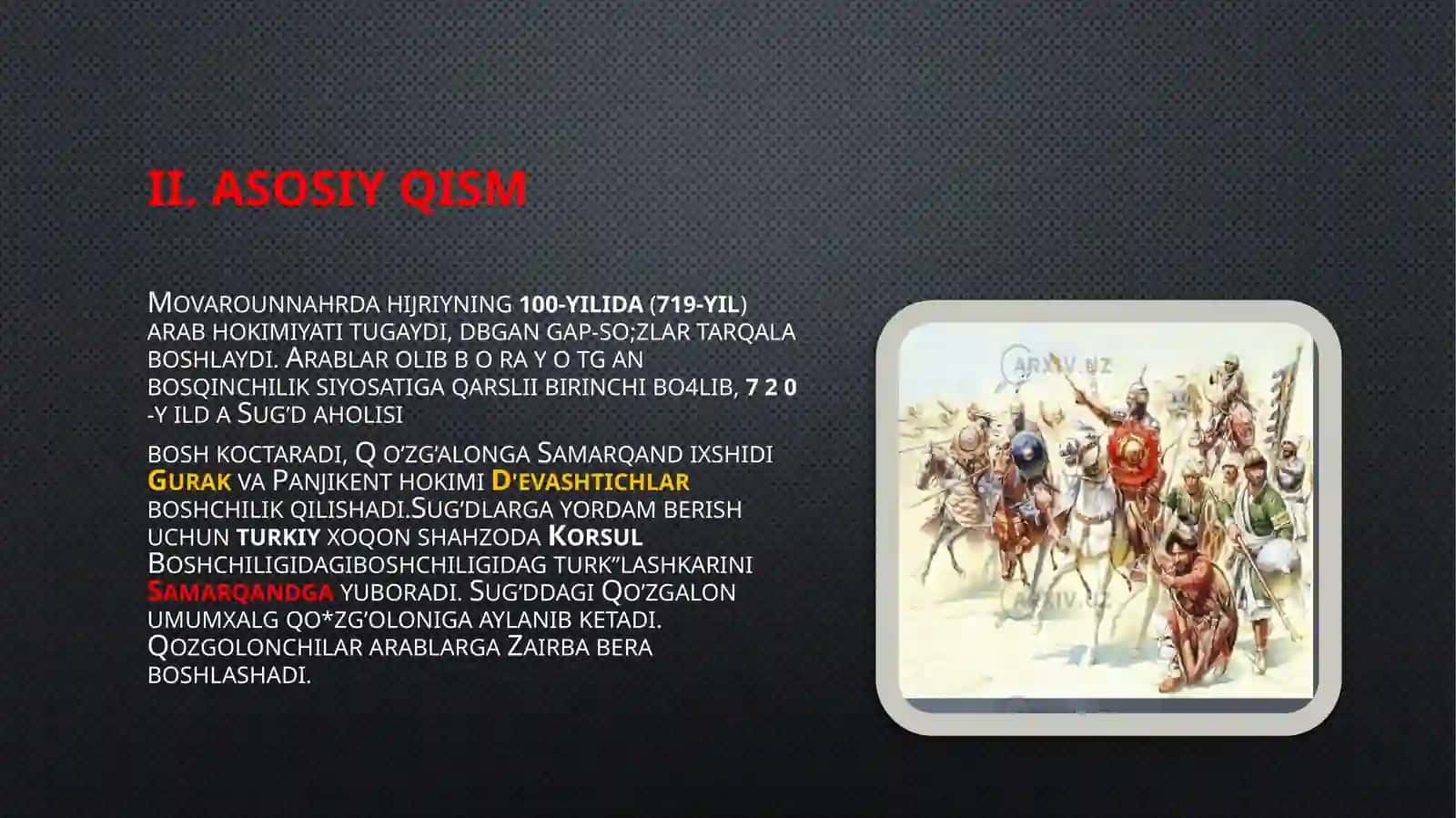 Arablar bosqiniga qarshi kurash. Movarounnahrda ijtimoiy-iqtisodiy munosabatlar 4