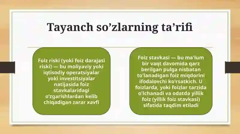 Foiz riski, foiz stavkalari, moliya bozorida foiz stavkalari 4