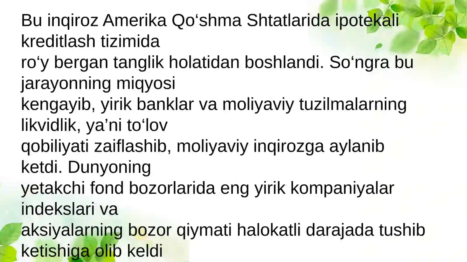 2008 yil jahon moliyaviy inqirozining sabablari va oqibatlari 4